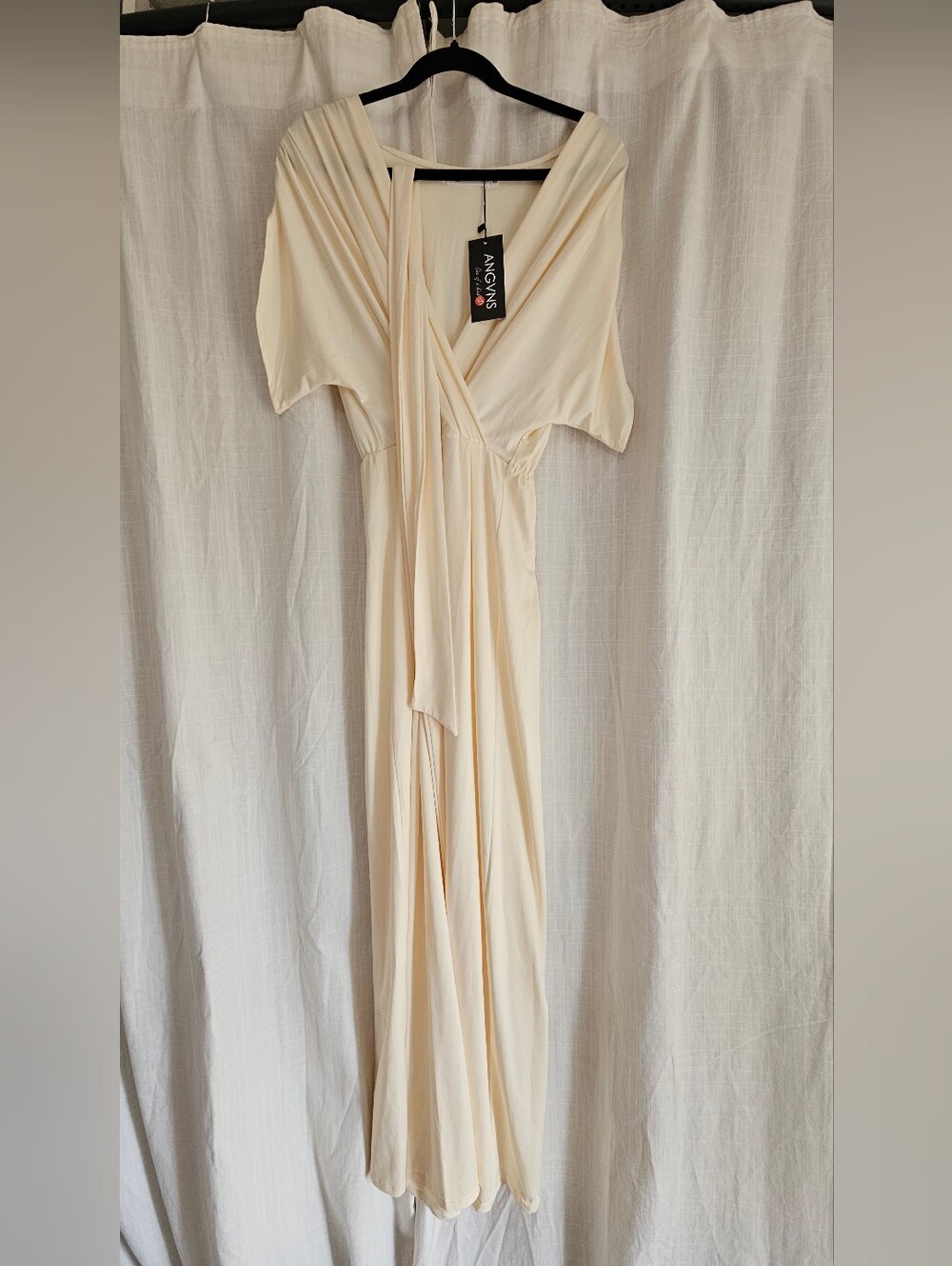 NEW Cream Wrap Maxi Dress